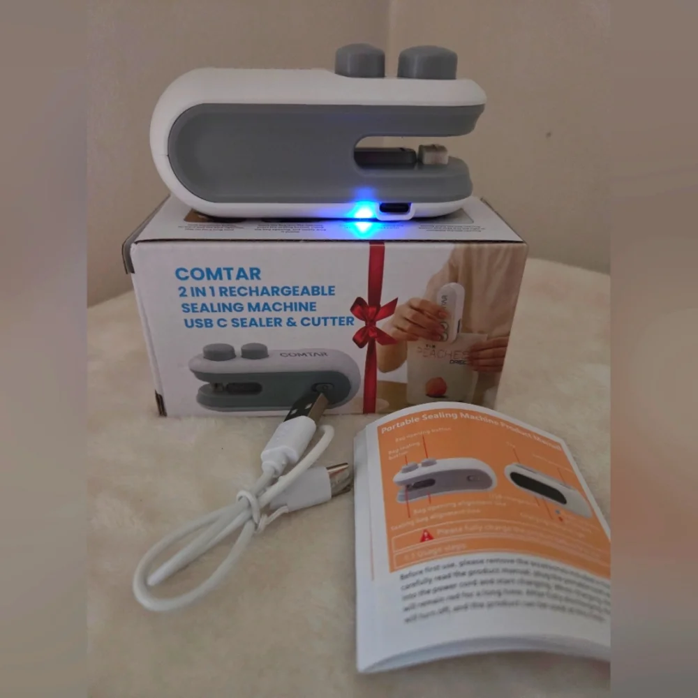 🪷5/25! COMTAR Rechargeable 2in1 Mini Portable Bag Sealer & Cutter NIB